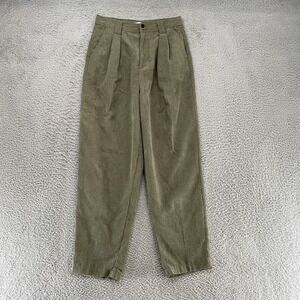 Madewell Corduroy Pants Womens 4 Green Pleated Tapered Relaxed High Rise
